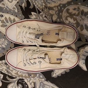 Converse low top shoes, size 9, white